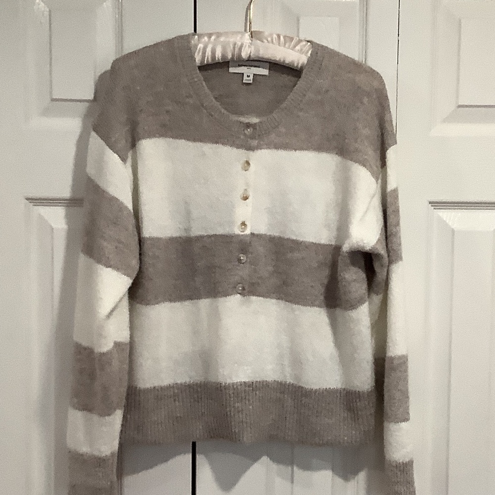 Ivory and taupe striped sweater size M